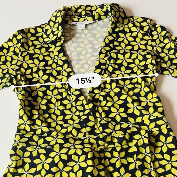 Diane Von Furstenberg Blue Yellow Floral Romper Women's Size 4 US Cotton Silk - Picture 6 of 12